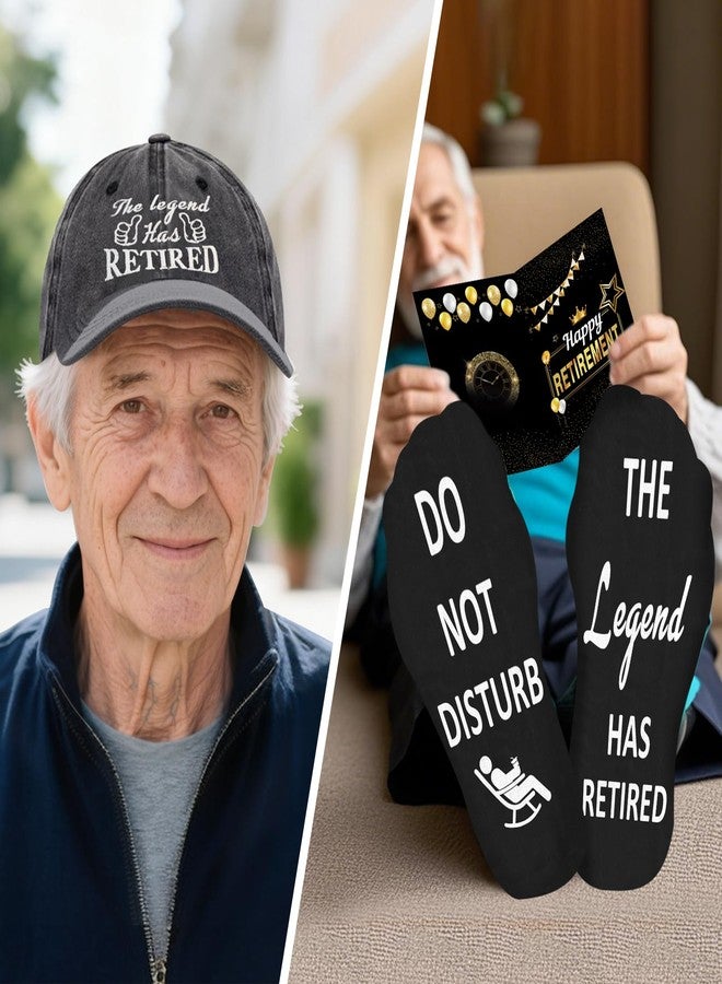 YeohJoy Retirement Gifts for Men 2025, Happy Retirement Party Decorations for Men, The Legend Has Retired Gifts Set for Man Funny Retirement Gift Baskets for Man Whiskey Glass Baseball Cap Socks Bracelet - Image 4